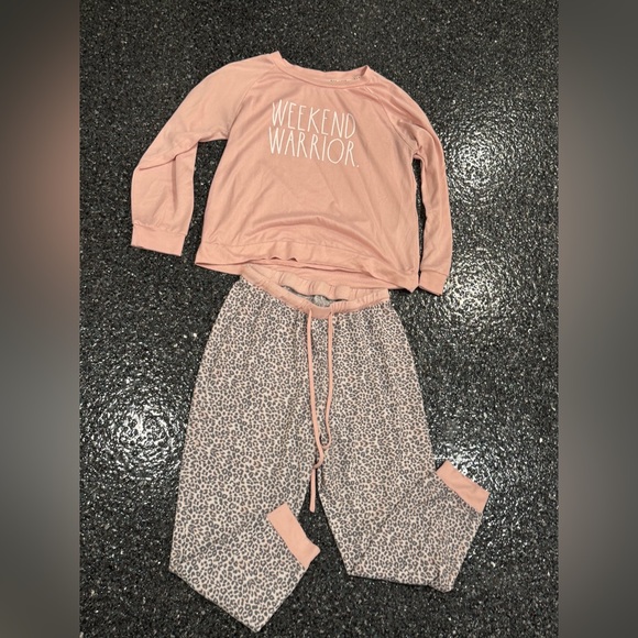 Other - Rae Dunn "Weekend Warrior" Long Sleeve Pajama Set Sz L Soft Sleepwear